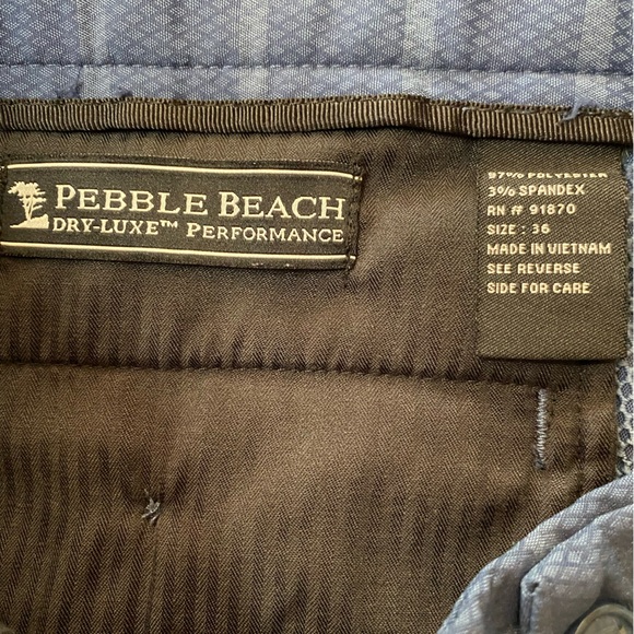 Pebble Beach Dry Luxe Performance Mens Golf Shorts Blue Striped Sz 36 Flat Front - Picture 5 of 5